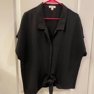 Black Charming Charlie Tie-Front Blouse
